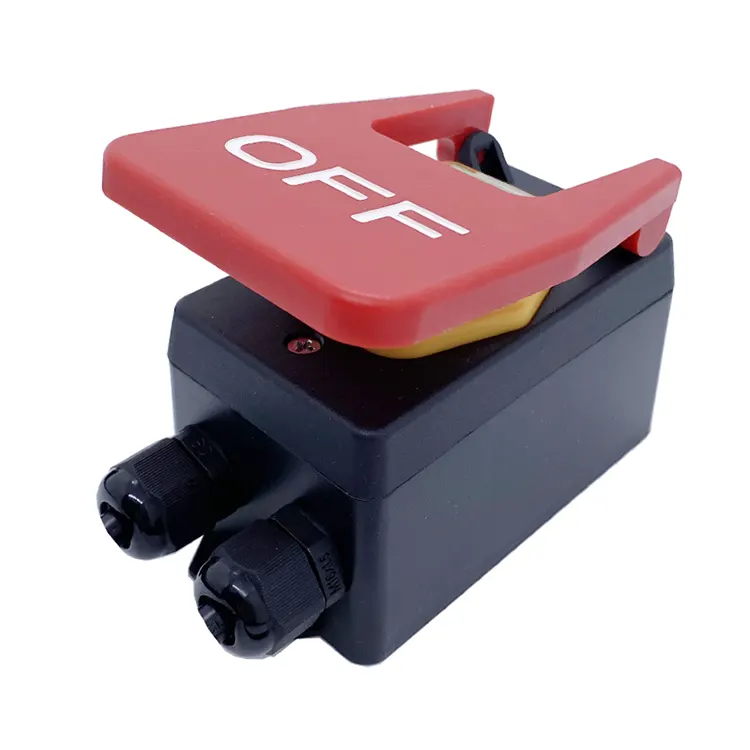 16A مفتاح كهرومغناطيسي بلوحة إيقاف حمراء كبيرة مع صندوق